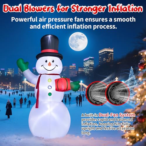 Dawdix 15FT Inflatable Snowman Christmas Yard Decor with LED Lights & Hat