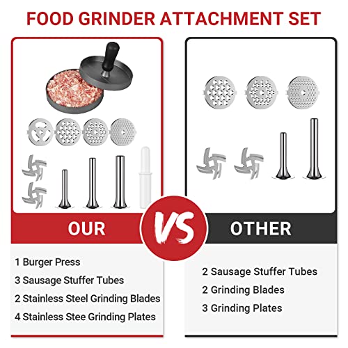 HOZODO Meat Grinder Attachment for KitchenAid Stand Mixer - Silver & Grey