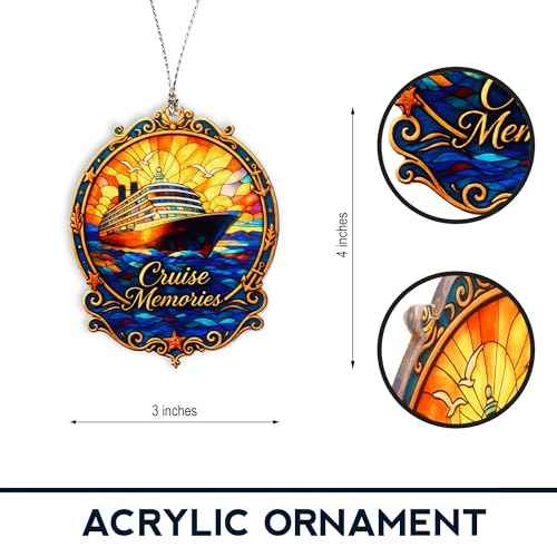 Cruise Memories Ornament ? Nautical Decor | Ocean Sunset ? Travel Keepsake Card ? Christmas Ornament 2025 ? Suncatcher Effect Window ? White elephant gifts - Xmas Tree Funny Decoration