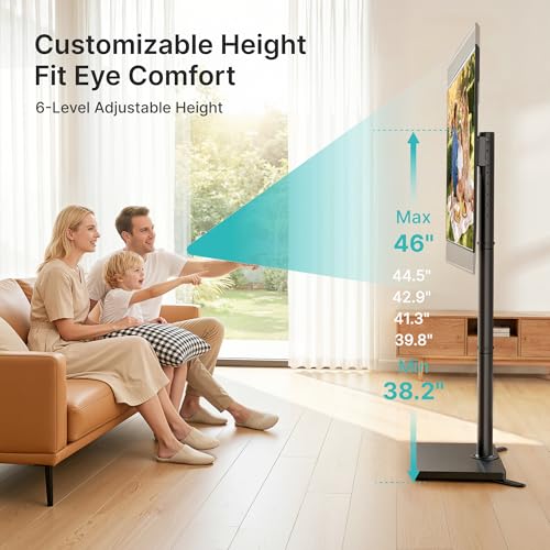 Pegzone Floor TV Stand with 90° Rotation for 32-65 Inch TVs - Black