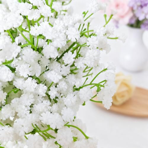 Cherica White Baby’s Breath Artificial Flowers 100Pcs - Real Touch Wedding Decor