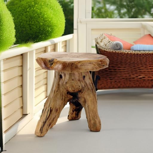 Natural Cedar Stump Side Table - Live Edge Mushroom Stool, 14 Inch