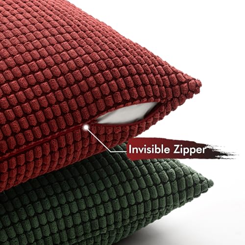 MIULEE 18x18 Inch Throw Pillow Covers Set of 4 Christmas Red & Green