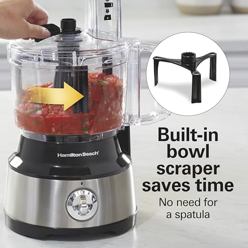 Hamilton Beach Food Processor & Vegetable Chopper with Bowl Scraper - Black & Stainless, 10 Cups