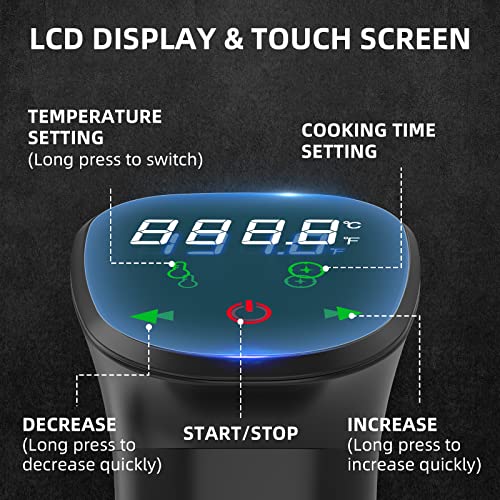 Rocyis Sous Vide Cooker Kit Black 1000W with Lid & Recipes - Precise Temperature