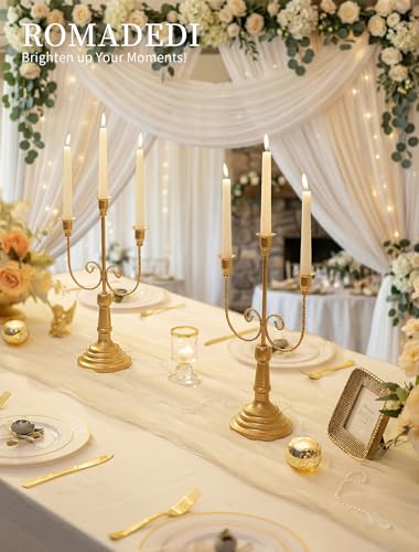 Romadedi 15.7-Inch Gold Candelabra Set of 2 Wedding & Holiday Centerpieces