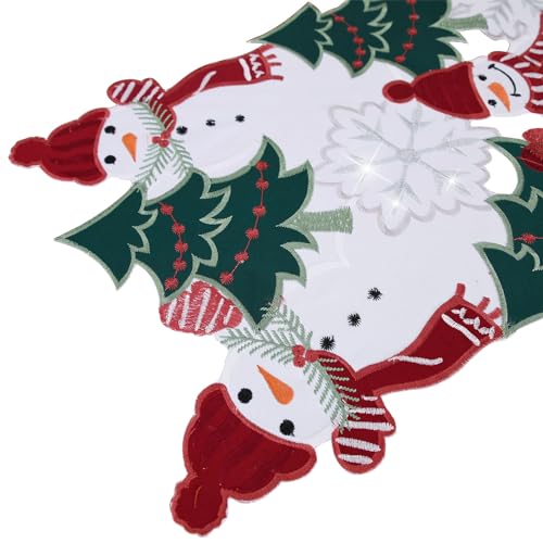 YINFUNG Christmas Snowman Table Runner 13x36 Inches Embroidered Holiday Decor