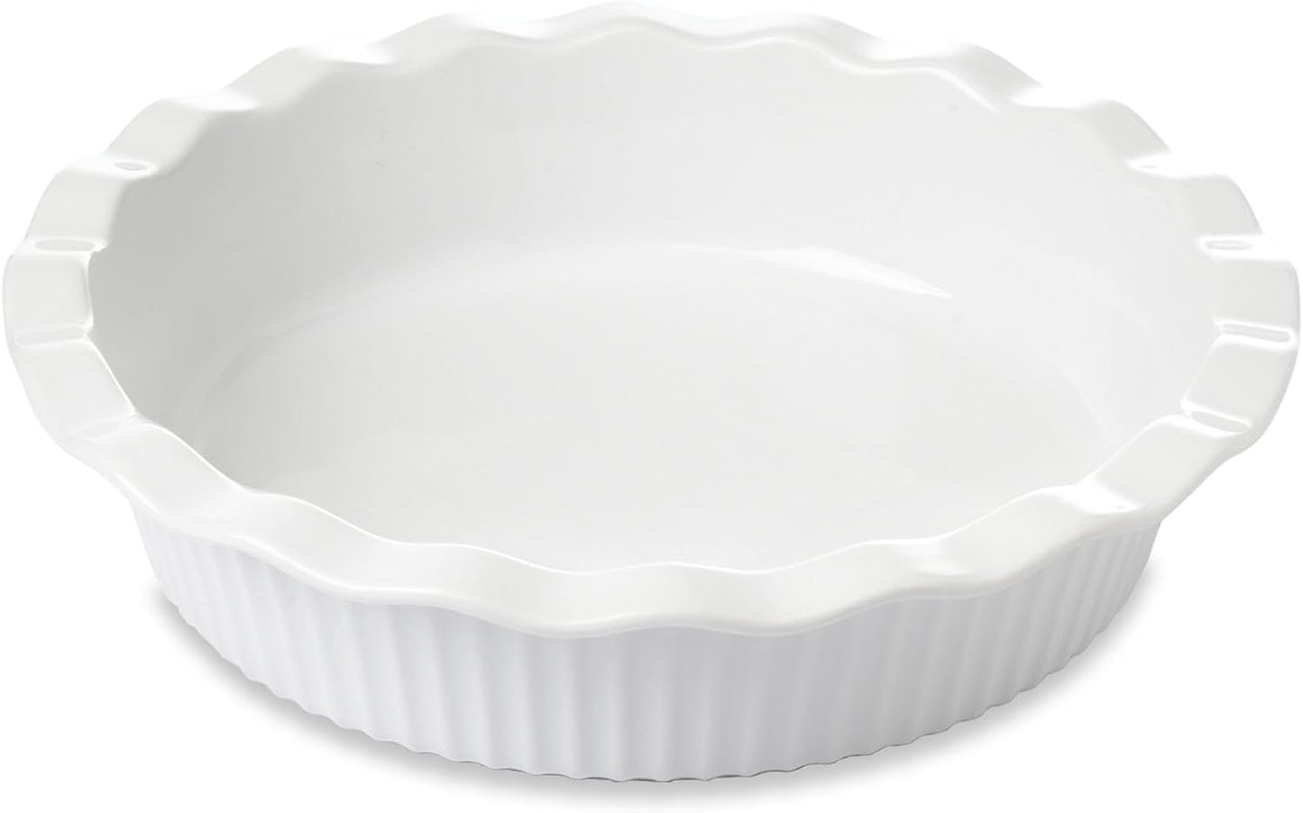 Miicol White Ceramic Pie Pan - 9 Inch Round Baking Dish with Ripple Edge | 50 oz Capacity for Quiche & Pies