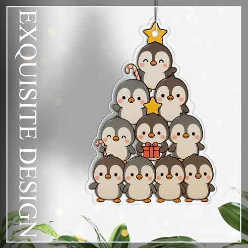 Grey Acrylic Penguins Ornament ? Penguin Christmas Ornaments, 2 Side Printed Ornament, Penguin Gift, Grey Christmas Ornaments, Gag Gifts Funny Adult, Gifts for Women, Stocking Stuffers for Kids