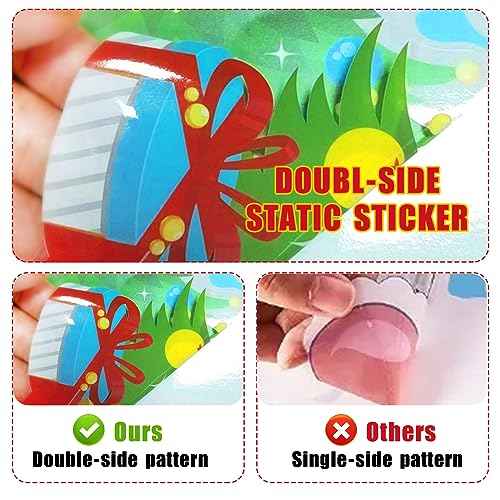 Christmas Window Stickers 267pcs Christmas Decals Reusable Double Sided Printed Self Adhesive Window Decorations Santa Claus,Moose,Snowman,Dwarfs,Xmas Tree and Snowflakes Window Clings,10 Sheet