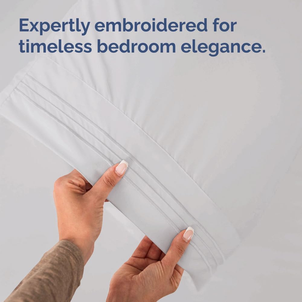 Queen Pillow Cases Set of 4 | Ultra Soft Hotel Quality Covers - Cozy, Wrinkle-Free & Fade Resistant - French Grey