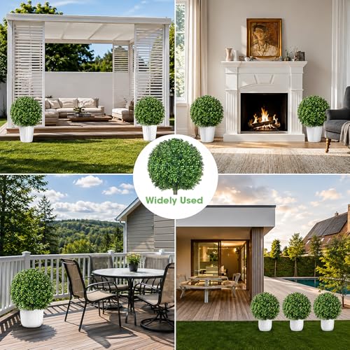 Artificial Boxwood Topiary Outdoor Plants 25.6 Inches - 2 Pack, Realistic Bushes for Garden & Patio
