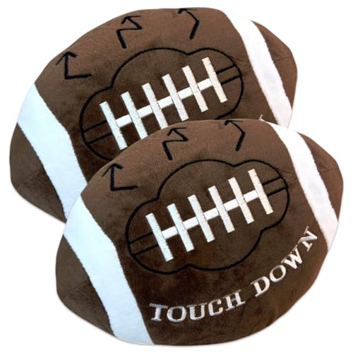 GiftExpress 2 Pack Football Plush Pillows - 12" Soft Fluffy Cotton Stuffed Football Shaped Throw Cushion Decor - Cuddly Game Day Sports Gifts for Kids & Adults