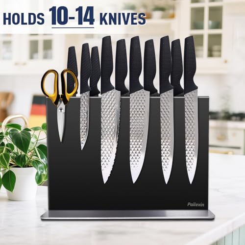 Pailexin 12-Inch Black Magnetic Knife Holder Stainless Steel Wall Mount