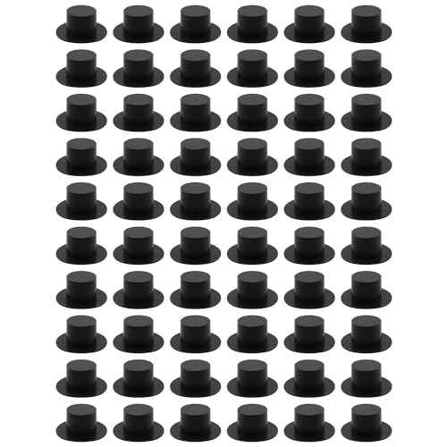 Black Mini Plastic Decorative Cap Top Hats DIY Hat Crafts Decoration for Christmas Party Birthday Party