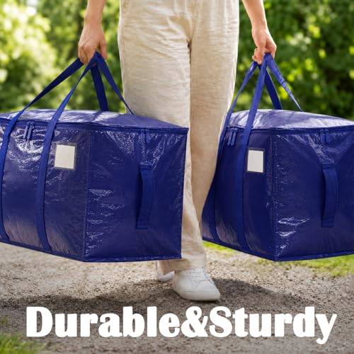 Heavy Duty Moving Bags 6 Pack - Extra Large Waterproof Storage Tote, Dark Blue