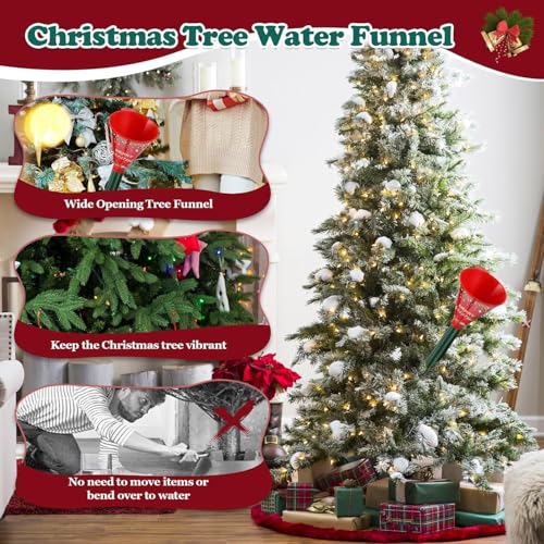 IPOOLTENG 2PCS Christmas Tree Watering Funnel Set with 6 Tubes, 75 Inch Long Guides for Easy Watering (Variation 2)
