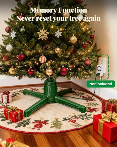 COOLWUFAN 9ft Rotating Christmas Tree Stand with Remote & Music Hub