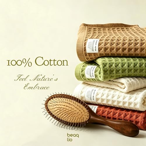 Cotton Waffle Towel Set 4 Pieces - Soft Fast-Absorbing Bath Towels