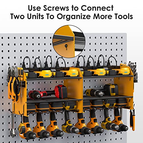 CCCEI Wall Mount Modular Tool Charging Organizer, Yellow, 2 Pack, 3