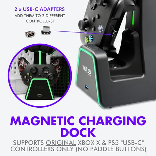Tilted Nation Gaming Headset & Controller Stand for PS5 & Xbox Series X - Black