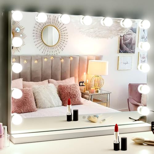Lighted Makeup Mirror with 15 Dimmable Bulbs - 23x19 Inches Hollywood Vanity