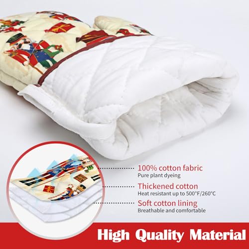 Arquiel Christmas Nutcracker Oven Mitts & Pot Holder Set - 4pcs, Holiday Kitchen Decor