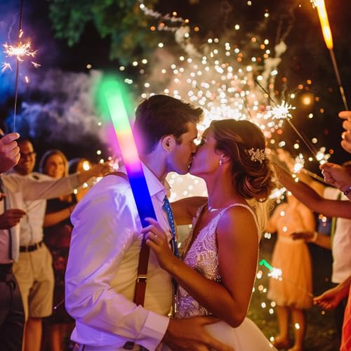 55 Pcs LED Foam Glow Sticks Bulk with 3 Flashing Modes for Parties & Events - Safe, Reusable