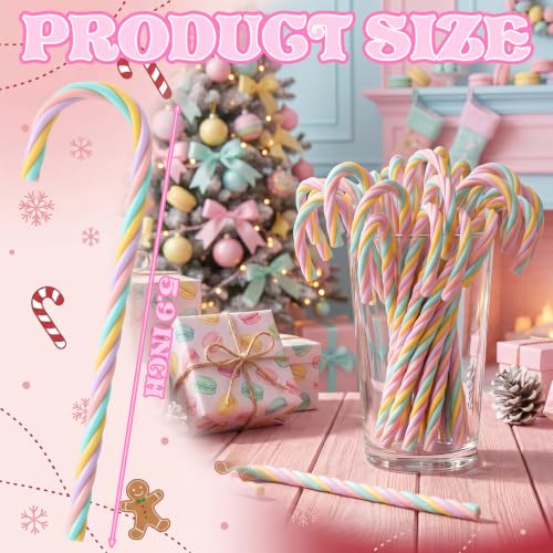 Hicarer Pastel Christmas Candy Cane Ornaments, 25 Pcs, 6in Acrylic Xmas Tree Decorations