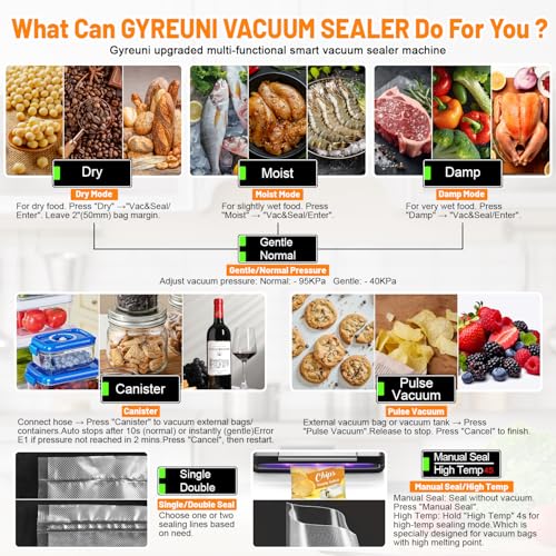 Food Vacuum Sealer Machine with App & Double Heat Seal - Commercial & Family Use