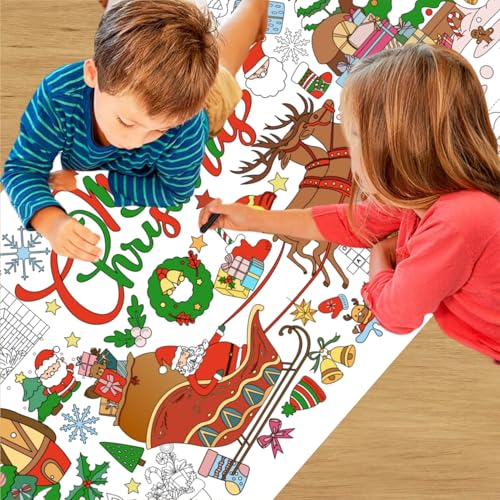 Giant Christmas Coloring Poster for Kids - Holiday Tablecloth & Party Activity