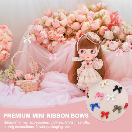 MECCANIXITY Gold 22x23mm Mini Satin Edge Ribbon Bow, Pack of 50