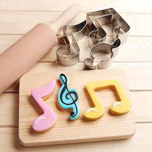 Guitar, Piano,Musical Notes Sign Music Theme Biscuit Cookie Cutter 5 Piece Set - Stainless Steel