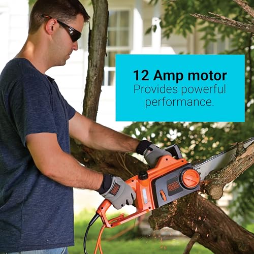 BLACK+DECKER 12 Amp 16-Inch Electric Chainsaw with Tool-Free Tensioning - Corded