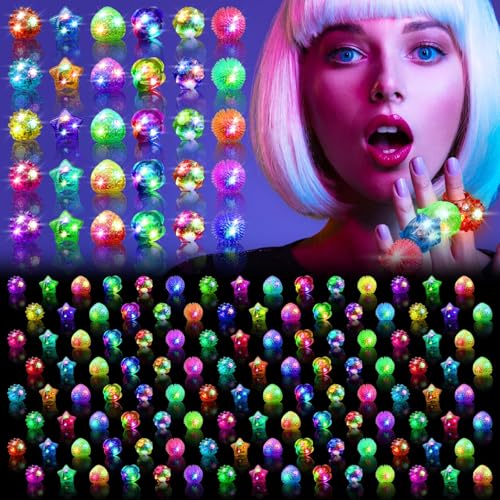 150 Pcs Light Up Glow Rings Set - Flashing LED Party Favors for Kids & Adults