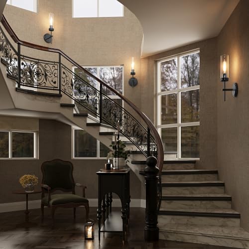 Black Battery Operated Wall Sconce Set of 2 with Remote, 3000K, 16 Inch – Seasonize