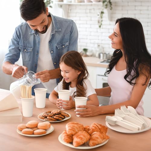 Disposable Paper Plate Set - Compostable Eco-Friendly Dinnerware for Parties & Camping - Brown, 400PCS