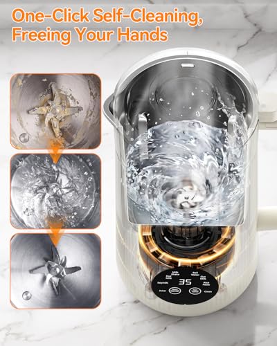 White Nut Milk Maker Machine 35oz Soy Almond Oat Milk & Juice Blender
