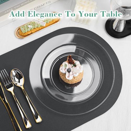 200PCS Clear Plastic Plates Set - Heavy Duty Disposable Dinner & Dessert Plates, Food Safe, Variation: Clear / 200 PCS