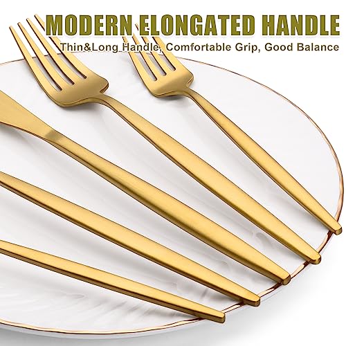 40 Piece Gold Silverware Set for 8 – Stainless Steel Flatware Utensils for Home & Wedding