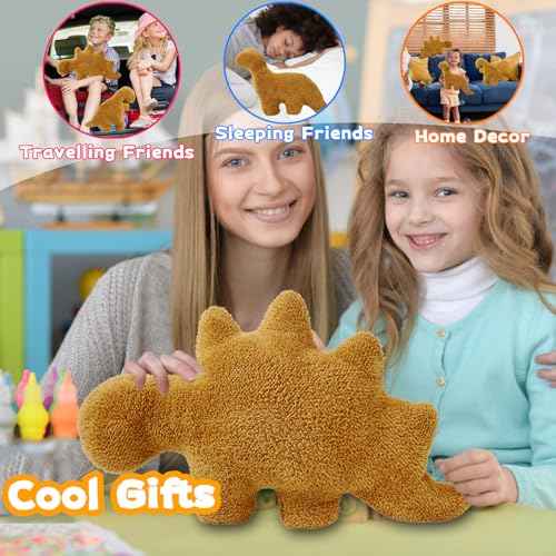 Dino Nugget Pillow, 16 inch Soft Dinosaur Chicken Nuggets Pillow for Birthday Gifts, Dinosaur Theme Party Decorations (Brontosaurus, Small)