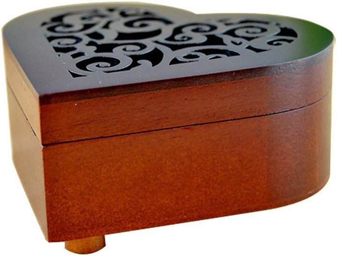 Heart Shape Vintage Wood Carved Music Box - Wind-Up Mechanism Gift for Christmas, Birthdays & Valentine's Day - 'Für Elise' Melody
