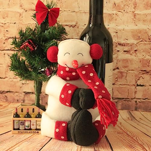VANTATY 2-Pack Christmas Santa & Snowman Wine Bottle Covers - Festive Holiday Decor & Gifts
