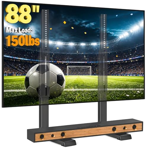 5Rcom Universal Table Top TV Stand for 35-88 Inch Flat & Curved TVs - Height Adjustable, Supports Up to 150 lbs