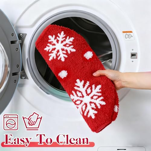 FYSUIMU Christmas Toilet Seat Cover Red White Winter Snowflake Soft