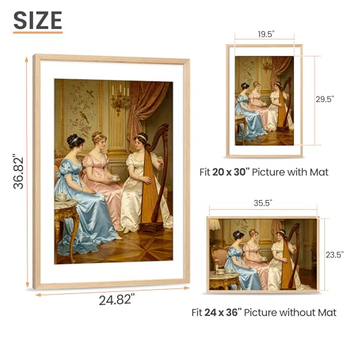 Upsimples 24x36 Natural Solid Wooden Picture Frame for Nursery Decor - 1 Pack