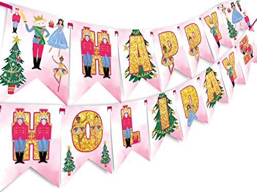 Happy Holidays Nutcracker Banner for Christmas Party Decorations