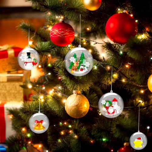 25 Set 50PCS Clear Plastic Fillable Ornaments,Transparent DIY Craft Ball,Clear DIY Christmas Ornament 5 Different Sizes for Wedding,Party,Home Decor