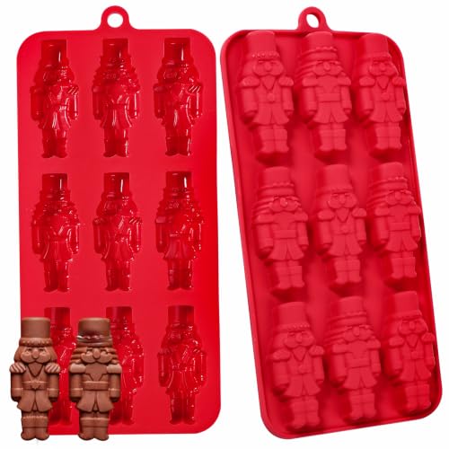 Webake Nutcracker Silicone Mold 2-Pack Christmas Soldier Shape for Chocolate Candy & Ice