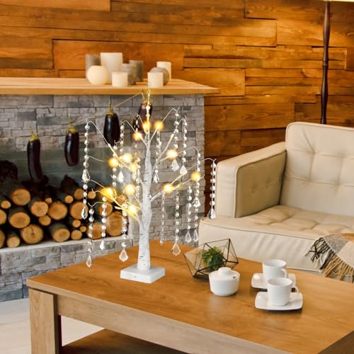 VIHOSE 6Pcs White Birch Tree LED Lights with 72 Acrylic Garland Strands